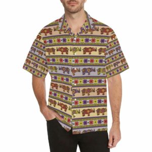 Rhino African Afro Dashiki Adinkra Kente Pattern Mens All Over Print Hawaiian Shirt  - Thelegend59