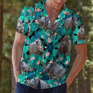 Rhinoceros Tropical Green Best Design Hawaiian Shirt For Men Women  - Thelegend59