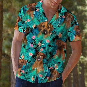 Rhodesian Ridgeback Tropical Green Nice Design Hawaiian Shirt For Men Women  - Thelegend59