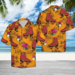 Roller Skating Tropical Flowers Hawaiian Shirt For Men Women  - Thelegend59