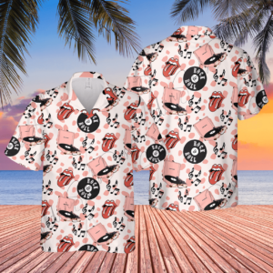 Rolling Stone Cool Tongue Logo Pattern Hawaiian Shirt  - Thelegend59
