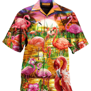Romantic Sunset With Flamingo Pink Unique Design Hawaiian Shirt For Men Women  - Thelegend59
