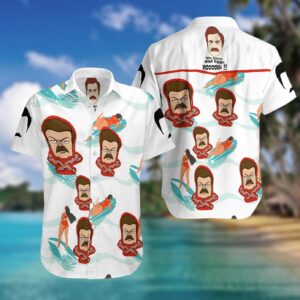 Ron Swanson Parks And Recreation All Over Print Hawaiian Shirt  - Thelegend59