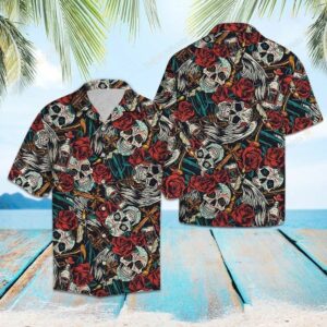 Rose Sugar Skull Multicolor Best Design Hawaiian Shirt For Men Women  - Thelegend59