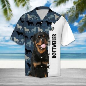 Rottweiler Camo Pattern Blue Awesome Design Hawaiian Shirt For Men Women  - Thelegend59