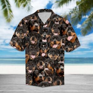 Rottweiler Dog Funny Hawaiian Graphic Print Short Sleeve  - Thelegend59