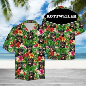 Rottweiler Flower Troipcal Colorful Unique Design Hawaiian Shirt For Men Women  - Thelegend59