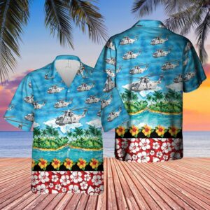 Royal Navy Merlin  Blue High Quality Unisex Hawaiian Shirt  - Thelegend59