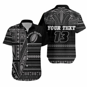 Rugby Hawaiian Shirt With Love Style Gray Custom Text And Number  - Thelegend59