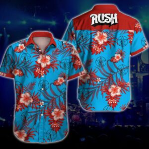 Rush Rock Music Band Hawaiian Graphic Print Short Sleeve  - Thelegend59