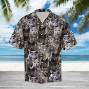 Russian Blue Gray Unique Design Hawaiian Shirt For Men Women  - Thelegend59