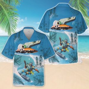 S Boba Fett Surfing All Over Print 3D Aloha Summer Beach Hawaiian Shirt  - Thelegend59