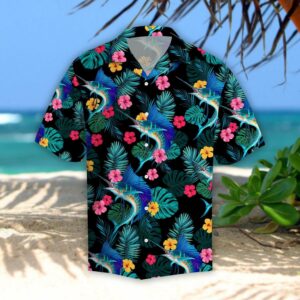 Sailfishs Hibiscus Tropical Hawaiian Shirt For Men Women  - Thelegend59