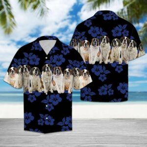 Saint Bernard Blue Nice Design Hawaiian Shirt For Men Women  - Thelegend59