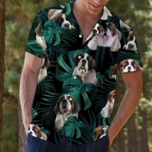 Saint Bernard Tropical Jungle Green Nice Design Hawaiian Shirt For Men Women  - Thelegend59