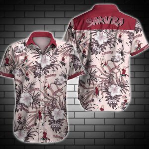 Sakura Haruno Hawaiian Graphic Print Short Sleeve  - Thelegend59