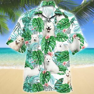 Samoyed Dog Tropical Plant Hawaiian Shirt For Men Women  - Thelegend59