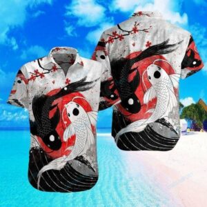 Samurai Yin Yang Koi Fish Hawaiian Shirt For Men Women  - Thelegend59