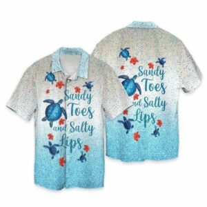 Sandy Toes Salty Lips Turtle Hawaiian Aloha Hawaiian Shirts L For Men Women  - Thelegend59