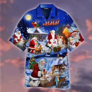 Santa Adoring Baby Jesus Hawaiian Shirt For Men Women  - Thelegend59