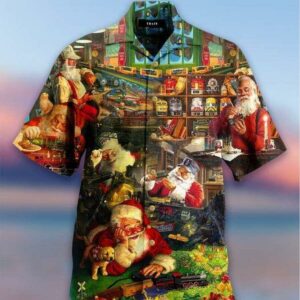 Santa Claus Playing Toy Train Merry Christmas Hawaiian Shirts  - Thelegend59