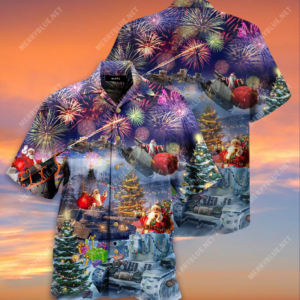 Santa Claus Rides Tank To Come Christmas Hawaiian Shirt For Men Women  - Thelegend59