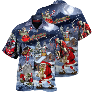 Santa Claus Zombie Is Coming In Christmas Holiday Hawaiian Shirt For Men Women  - Thelegend59