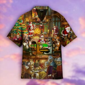 Santa Playing Poker Hawaiian Shirt For Men Women  - Thelegend59