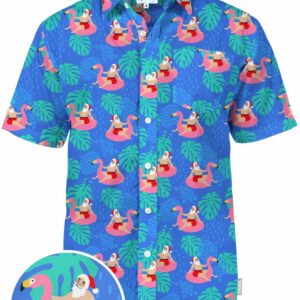 Santa Pool Blue Nice Design Hawaiian Shirt  - Thelegend59