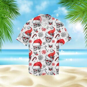 Santa Skull Xmas 3D Hawaiian Shirt  - Thelegend59