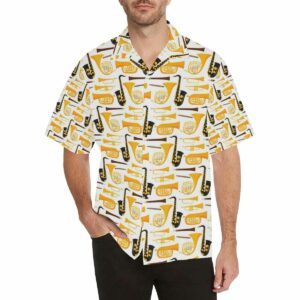Saxophone Theme Pattern Mens All Over Print Hawaiian Shirt  - Thelegend59