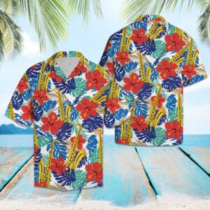 Saxophone Tropical Plants Hawaiian Shirt For Men Women  - Thelegend59