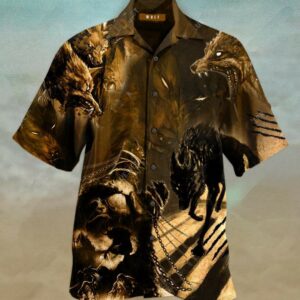Scary Black Wolf Hawaiian Shirt For Men Women  - Thelegend59