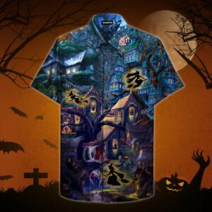 Scary Witch Tree House Hawaiian Shirt For Men Women  - Thelegend59