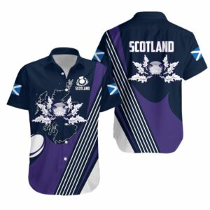 Scotland Rugby Hawaiian Shirt Thistle Map Th5  - Thelegend59