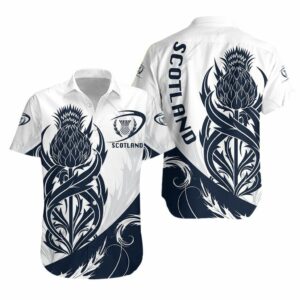 Scottish Rugby Hawaiian Shirt Thistle Vibes White  - Thelegend59