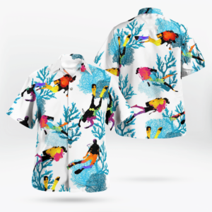 Scuba Diving Corals All Over Print 3D Colorful Aloha Summer Beach Hawaiian Shirt  - Thelegend59