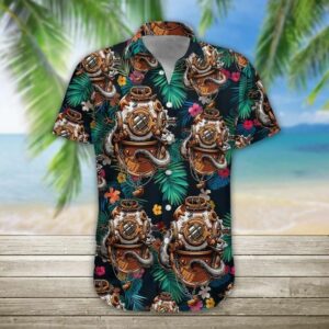 Scuba Diving Helmet Hawaiian Shirt For Men Women  - Thelegend59