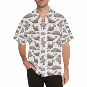 Sea Lion Pattern Background Mens All Over Print Hawaiian Shirt  - Thelegend59