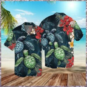 Sea Turtle Floral Hawaiian Shirt For Men Women  - Thelegend59