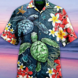 Sea Turtle Flowers Hawaiian Shirt For Men Women  - Thelegend59