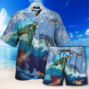 Sea Turtle Fresh Hawaiian Shirt Set For Men Women  - Thelegend59
