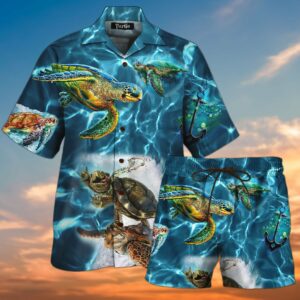 Sea Turtle Hawaiian Shirt Set For Men Women  - Thelegend59