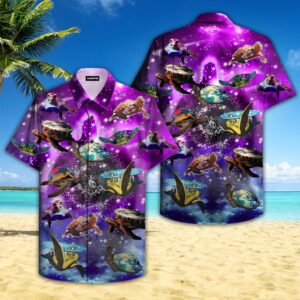 Sea Turtle In Outer Space Galaxy Hawaiian Shirt For Men Women  - Thelegend59