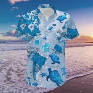 Sea Turtle Map Hawaiian Aloha Hawaiian Shirtss  - Thelegend59