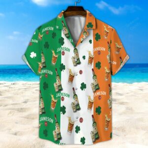 Seamless Jameson Ireland Flag All Over Print 3D Hawaiian Shirt And Beach Short  - Thelegend59