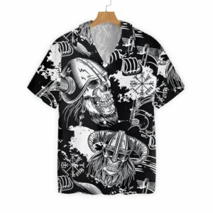 Seamless Pattern Skull In Viking Helmets Hawaiian Shirt - For Men And Women - Kids  - Thelegend59