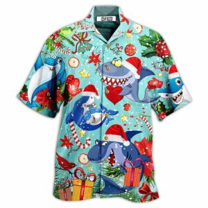 Shark Love Christmas Hawaiian Shirt - For Men And Women - Kids  - Thelegend59