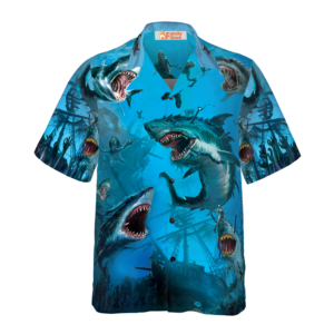 Shark Under The Sea Hawaiian Shirt - For Men And Women - Kids  - Thelegend59