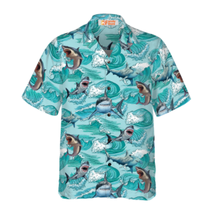Sharks On Sea Waves Hawaiian Shirt - For Men And Women - Kids  - Thelegend59